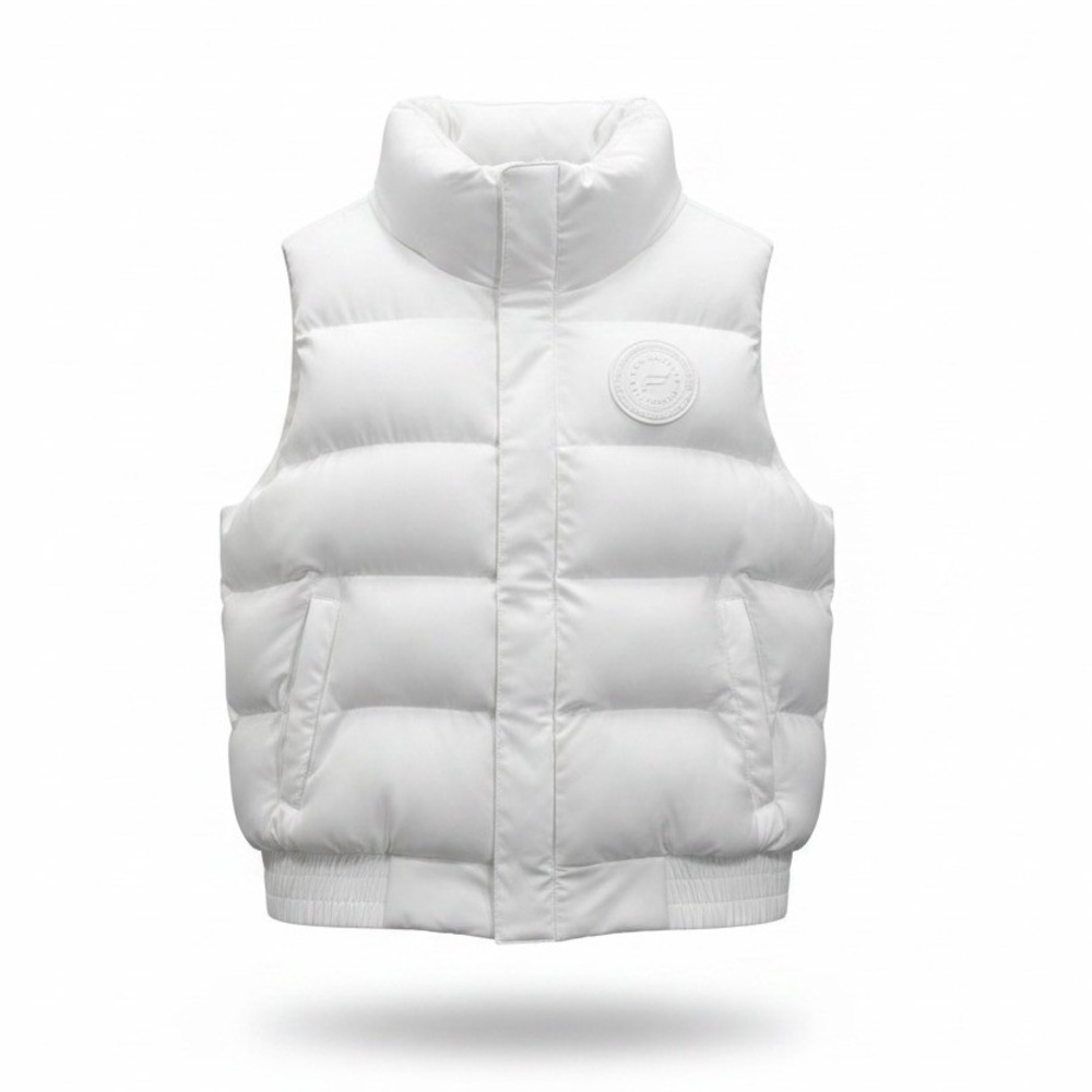 Fabletics Puffer Vest S White Quilted Zip Up VT2044806‎ Athleisure Gorpcore Logo